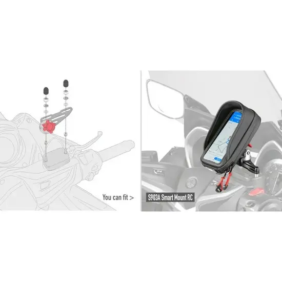 Kit especifico para el montaje del Smart Mount S904B - Ducati/Honda/Yamaha/Sym