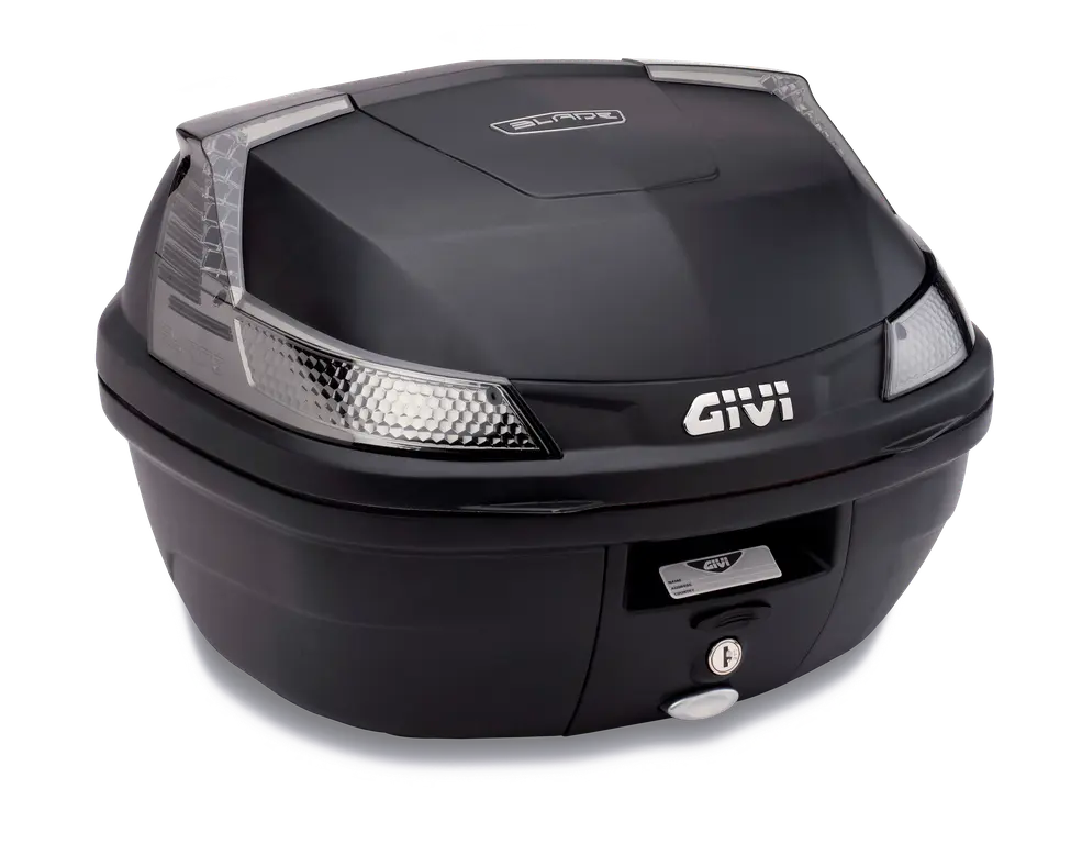 Top case 37 lts - negro tech - incluye parrilla y kit de fijacion universal