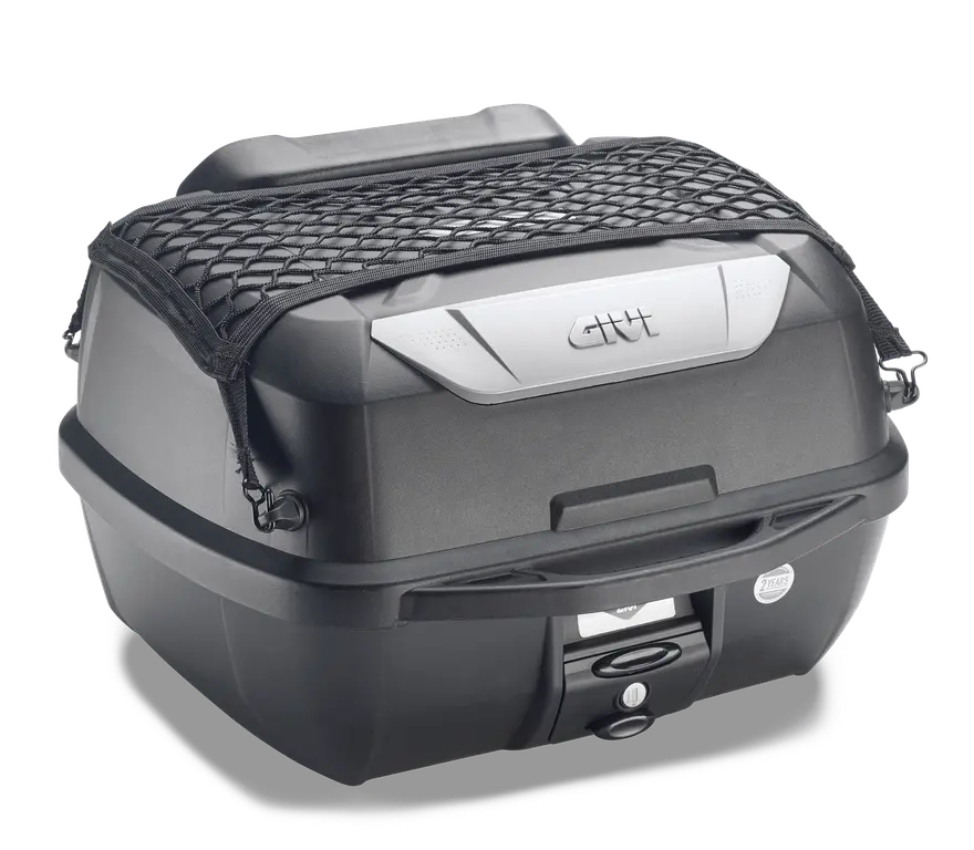 Top Case 43Lts Monolock - C/ Respaldar Y Red - Negro