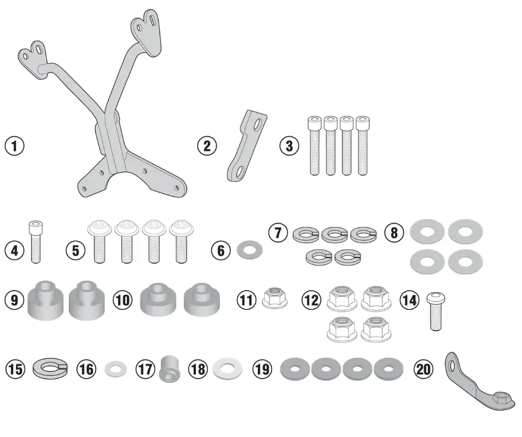 Kit anclajes especifico para a800n - bmw r nine t (14 -18)