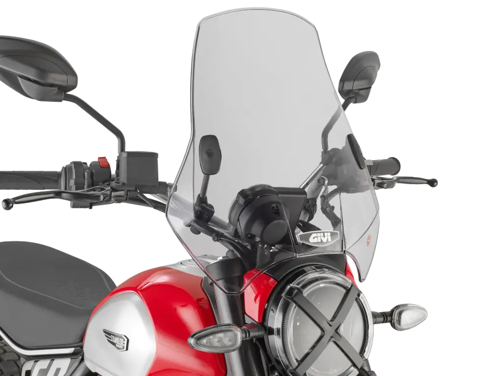 Parabrisa universal humo 42.5x42cm (incluye kit de anclaje universal)