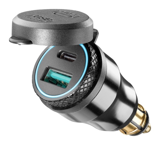 Adaptador conector din equipado con doble puerto usb