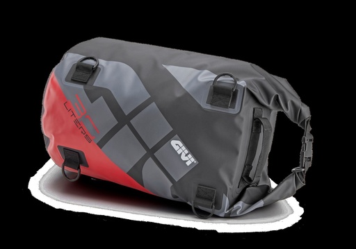 [ea114grb] Bolso sillin cilindrica waterproof 30 lts - gris/rojo