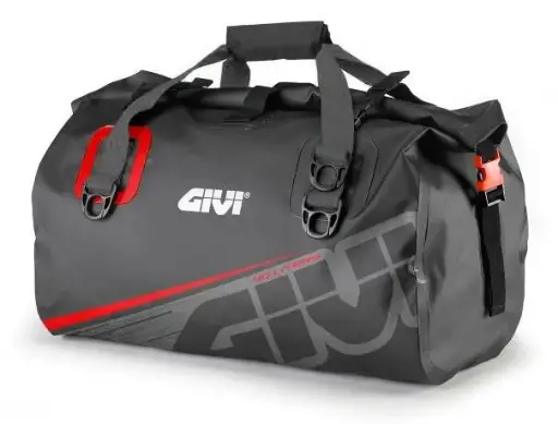 [ea115gr] Bolso sillin grande impermeable 40 lts - grafica gris/rojo