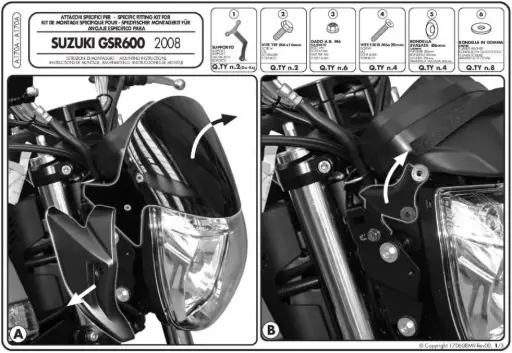 [a170a] Kit Anclaje Especifico Para 247A/247N (Solo Version 08-11) - Suzuki Gsr 600 (06-11)