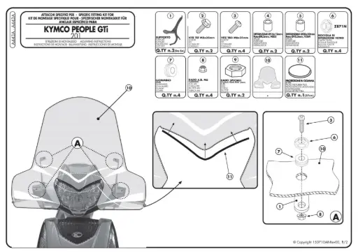 [a443a] Kit Anclajes Especifico Para 443A - Kymco People Gti 125-200-300 (10-18)