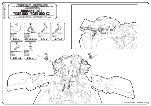 [d6401kit] Kit anclajes especificos para 6401dt - triumph tiger 800/800 xc/800 xr (11-17)