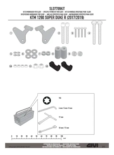 [sld7709kit] Kit especifico para montar slider sld01 - ktm 1290 super duke r (17-20)