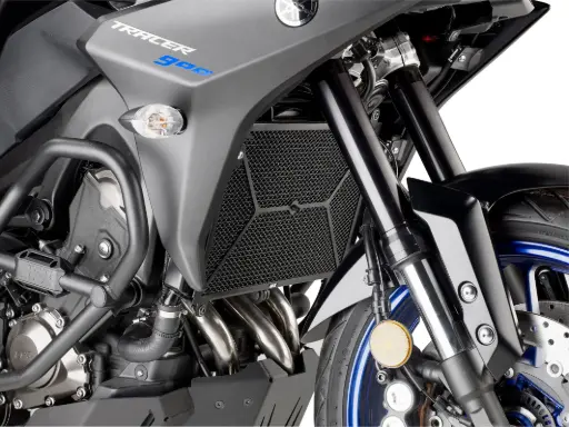 [pr2139] Protector radiador especifico en acero inoxi. negro yamaha tracer 900/tracer 900 gt (18-19)