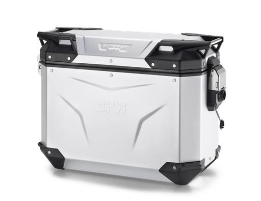 [OBKEV37AAL] BAUL MONOKEY® TREKKER OUTBACK IZQ. EVO ALUMINIO ANODIZ. 37 LTS - AÑADIR KIT SMART SECURITY LOCK